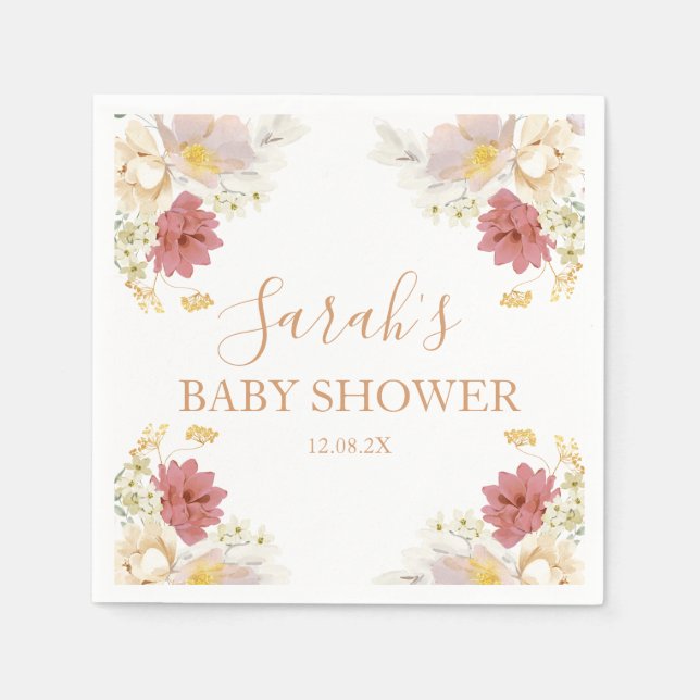 Baby in Bloom Baby Shower Napkins (Front)