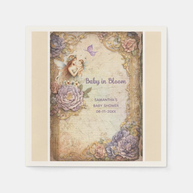 Baby in Bloom baby shower Napkins (Front)