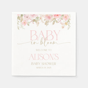 Baby in Bloom baby shower napkins. Baby girl Napkins