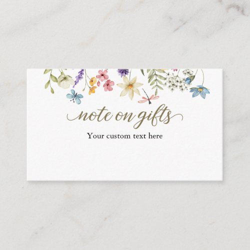 Baby in Bloom Baby Shower Note on Gifts Enclosure Card