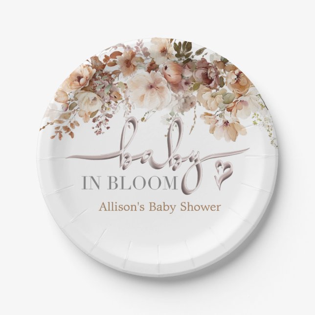 Baby in Bloom Baby Shower Paper Plates (Front)