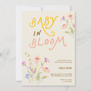 Baby in Bloom Baby Shower Peach Invitation
