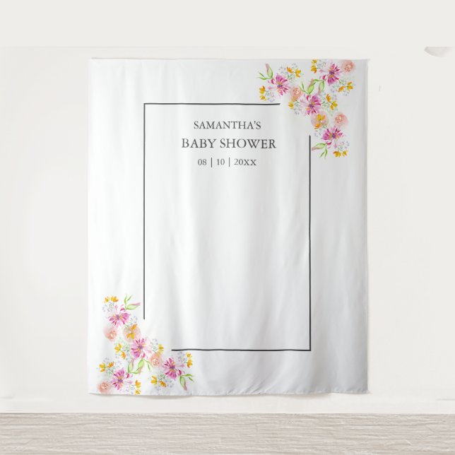 Baby in Bloom Baby Shower Photo Backdrop (Front)