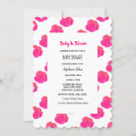 Baby In Bloom Baby Shower Pink Floral Roses Custom Invitation