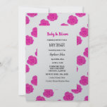 Baby In Bloom Baby Shower Pink Floral Roses Silver Invitation