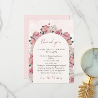 Baby in Bloom Baby Shower Pink Floral Thank You Card
