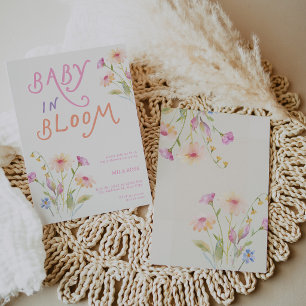 Baby in Bloom Baby Shower Pink Invitation