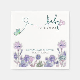 Baby In Bloom Baby Shower Purple Floral Napkins
