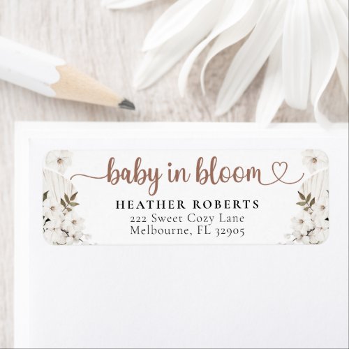 Baby In Bloom Baby Shower Return Address Label
