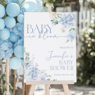 Baby in Bloom Baby Shower Sign, Blue Wildflower Foam Board