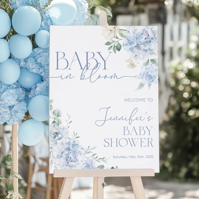 Baby in Bloom Baby Shower Sign, Blue Wildflower Foam Board (Creator Uploaded)