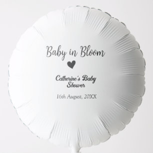 Baby in bloom baby shower simple black heart date balloon