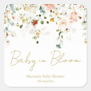 Baby in Bloom Baby Shower Square Sticker