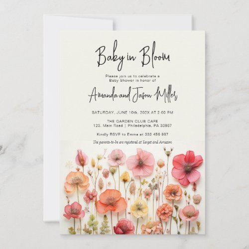 Baby in Bloom Baby Shower Summer Flowers Save The Date