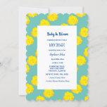 Baby In Bloom Baby Shower Teal Yellow Roses Floral Invitation