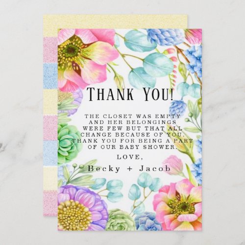Baby In Bloom Baby Shower Thank You Cards