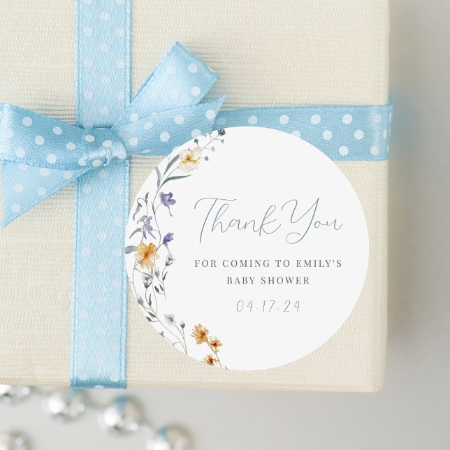 Baby in Bloom Baby Shower Thank You Classic Round Sticker (Creator Uploaded)