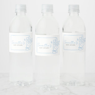 Baby In Bloom Baby Shower Water Bottle Label