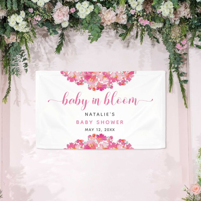 Baby in Bloom Baby Shower Welcome Backdrop Pink  Banner (Creator Uploaded)
