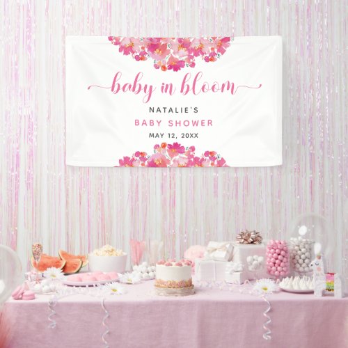 Baby in Bloom Baby Shower Welcome Backdrop Pink  Banner