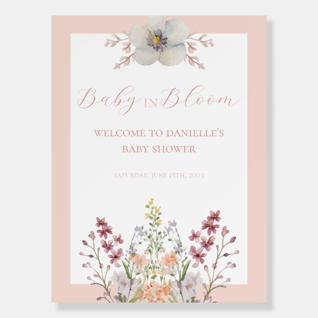 Baby in Bloom Baby Shower Welcome Sign (Front)