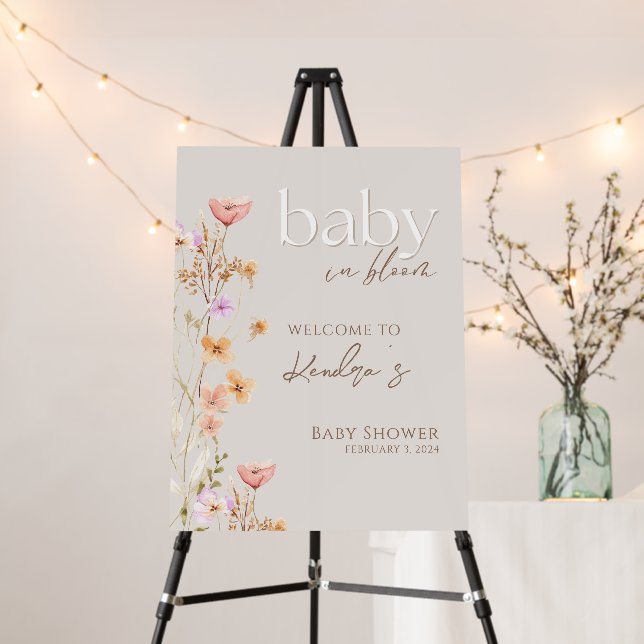 Baby In Bloom Baby Shower Welcome Sign (In Situ (Stand))