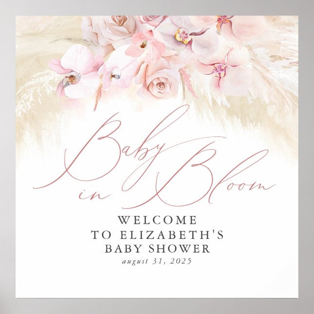 Baby in Bloom - Baby Shower Welcome Sign (Front)