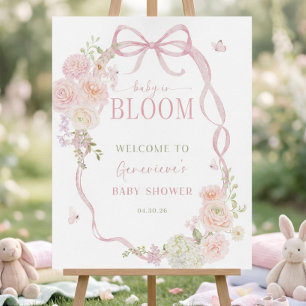 Baby In Bloom Baby Shower Welcome Sign, Floral Bab Foam Board