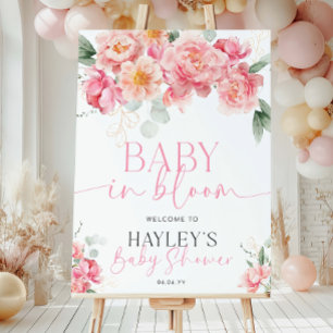 Baby In Bloom Baby Shower Welcome Sign, Hot Pink Foam Board