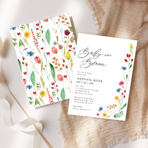 Baby in Bloom Baby Shower Wildflower Border Invitation