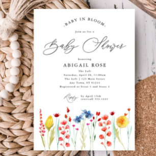 Baby in Bloom Baby Shower Wildflower Meadow Border Invitation