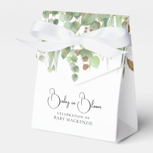 Baby In Bloom  Balloon and Eucalyptus Baby Shower Favor Boxes