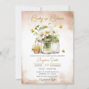 Baby in Bloom Bee Daisy Flower Baby Shower Invitation