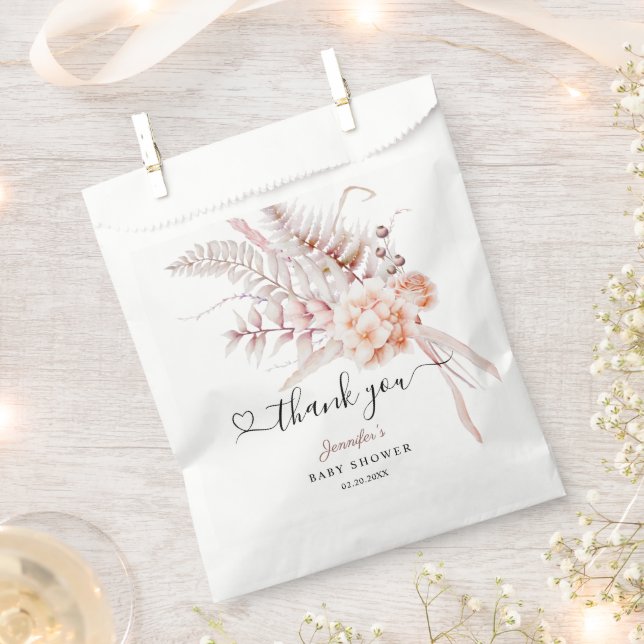 Baby in Bloom | Beige Spring Floral Baby Shower Favor Bag (Clipped)