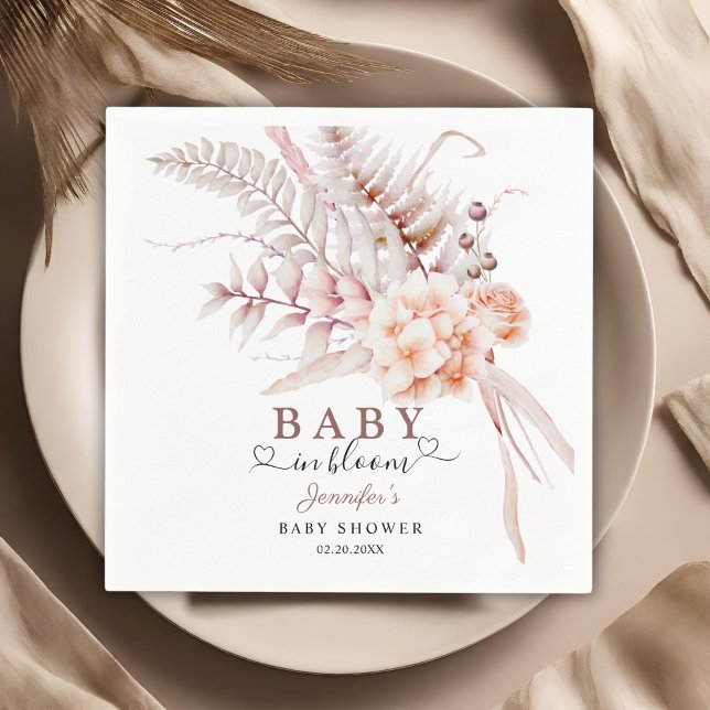 Baby in Bloom | Beige Spring Floral Baby Shower Napkins (Creator Uploaded)