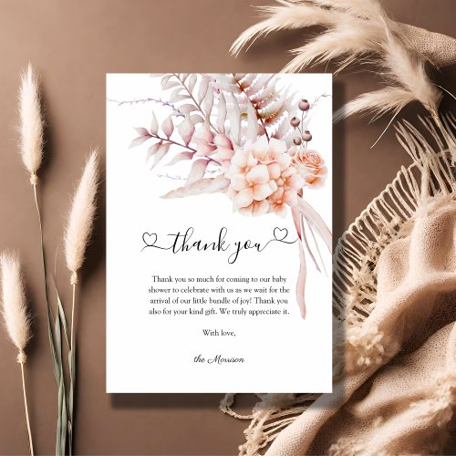 Baby in Bloom  Beige Spring Floral Baby Shower Thank You Card