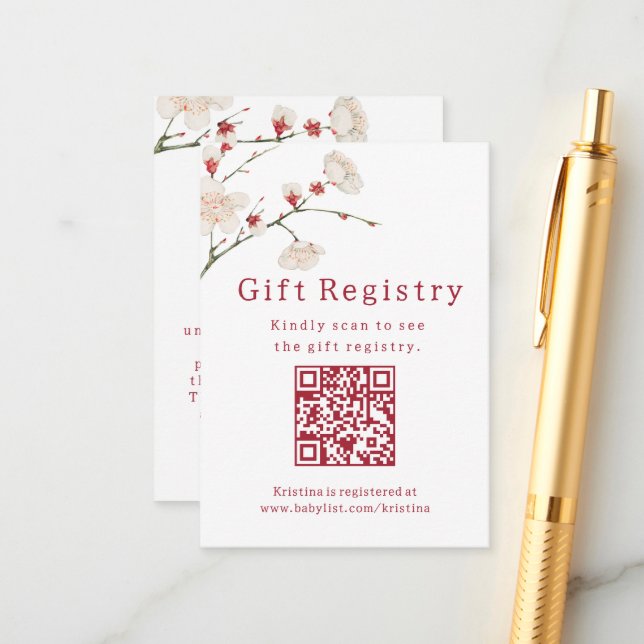 Baby in Bloom Blossom Gift Registry Baby Shower  Enclosure Card (Front/Back In Situ)