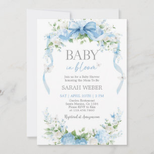 Baby in Bloom Blue Baby Shower Invitation