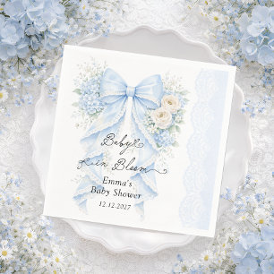 Baby in Bloom Blue Bow Boy Baby Shower Napkins