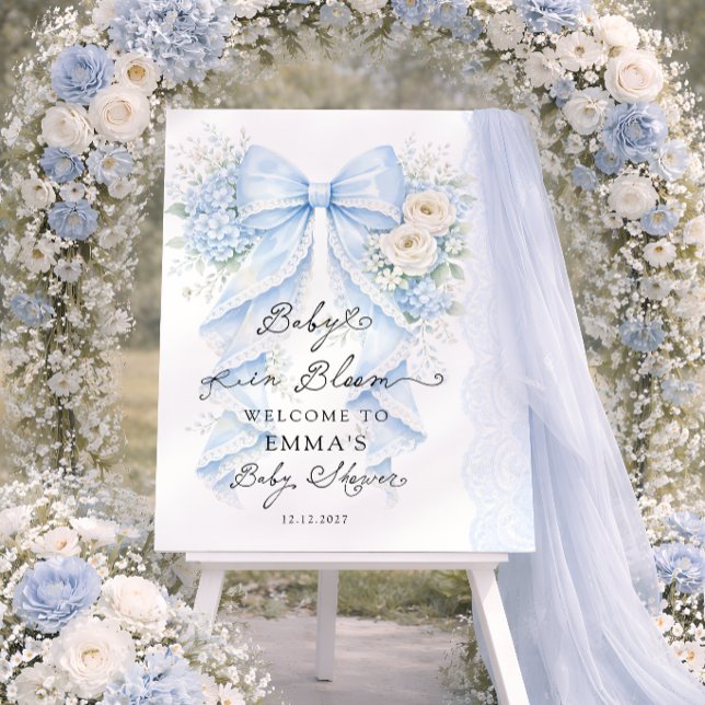Baby in Bloom Blue Bow Boy Baby Shower Welcome Foam Board (Creator Uploaded)