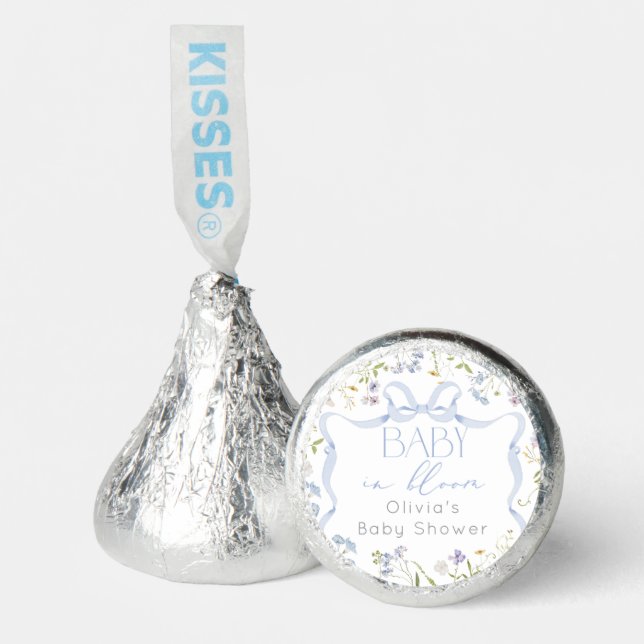 Baby in Bloom Blue Bow wildflower baby shower Hershey®'s Kisses® (Front)