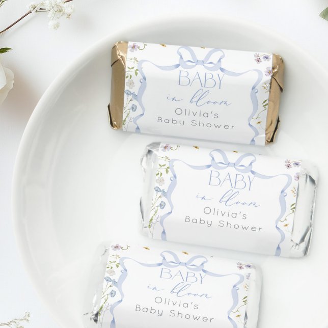 Baby in Bloom Blue Bow wildflower baby shower Hershey's Miniatures (Creator Uploaded)