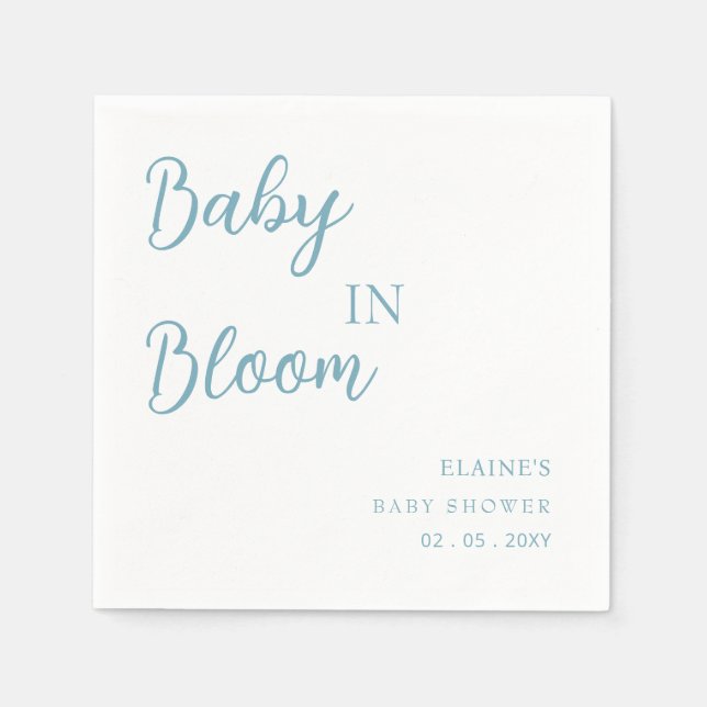 Baby in Bloom Blue Boy Baby Shower Napkins (Front)