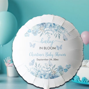 Baby in Bloom Blue Floral Baby Shower Balloon