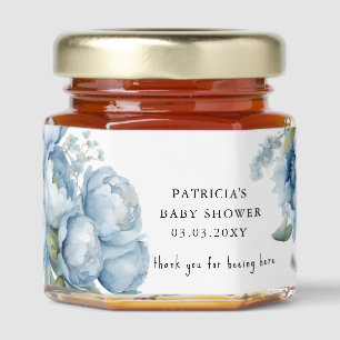 Baby in Bloom Blue Floral Baby Shower Honey Jar Favors