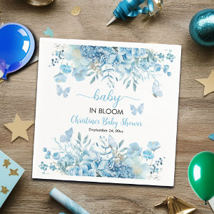 Baby in Bloom Blue Floral Baby Shower Napkins