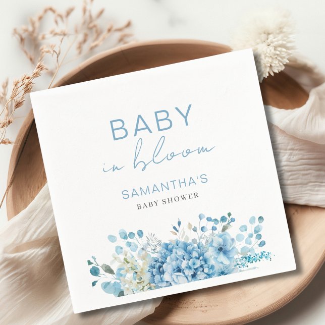 Baby In Bloom Blue Floral Boy Baby Shower  Napkins (Creator Uploaded)