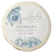 Baby in Bloom Blue Floral Boy Baby Shower Sugar Cookie (Front)
