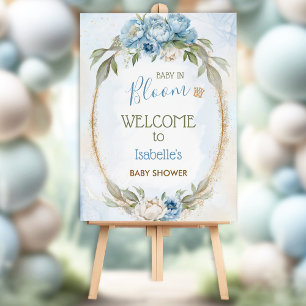 Baby In Bloom Blue Floral Elegant Boy Baby Shower Foam Board