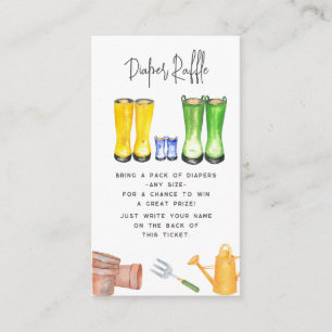 Baby In Bloom Blue Gardening Boots Diaper Raffle Enclosure Card